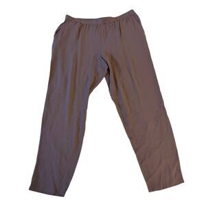 NWT Eileen Fisher 100% Silk Slouchy Ankle Pant Purple Gray Sz L
